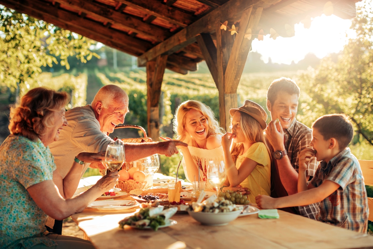 Happy family at a vineyard